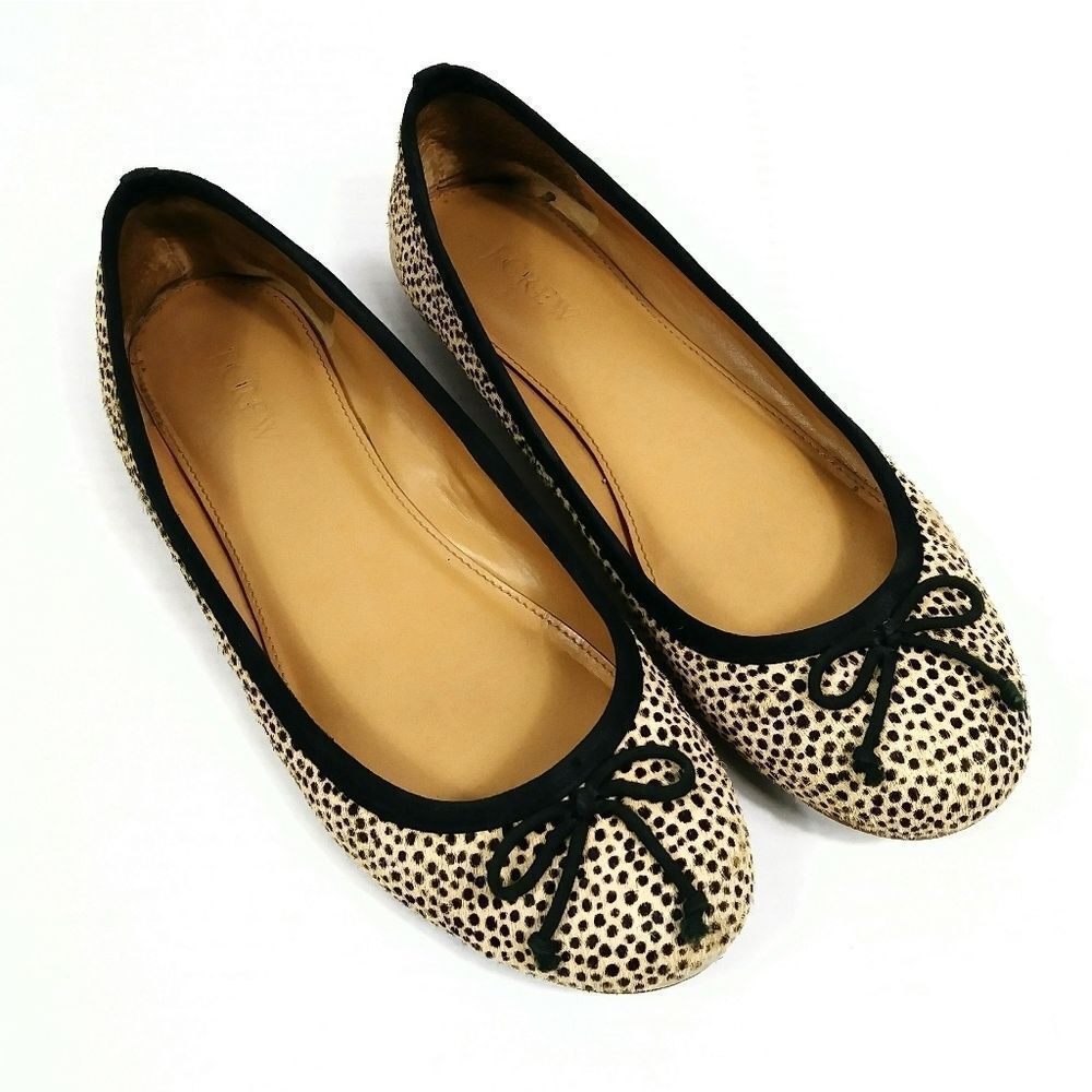 J. Crew Kiki Cheetah Animal Print Calf Hair Ballet Flats
